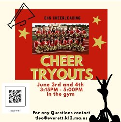 Flyer, with a photo of a cheerleading team in uniform